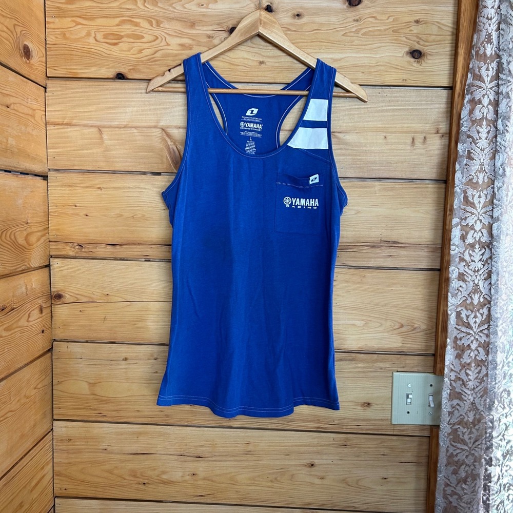 Yamaha Racing Tank Top Large Blue Racerback Jersey Motocross One Industries